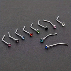 10pcs Stainless Steel 1.8mm Curved Nose Nail Ring Body Jewelry for Men