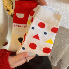 4 Pairs Geometric Pattern Socks Comfy & Breathable Women's Mid Tube Stockings