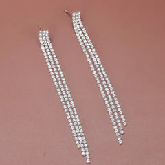 Long Rhinestones Tassel Drop Earrings for Women Girls