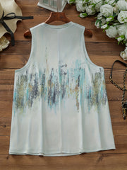 Women's Plus Graffiti Print V Neck Stretch Tank Top