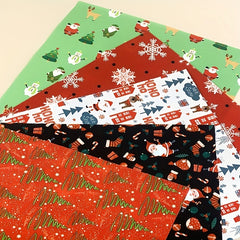 5pcs Christmas Theme Fabric Fat Quarter For DIY Crafting Sewing Supplies