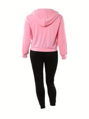  Heart & Letter Print Hoodie & Joggers Set