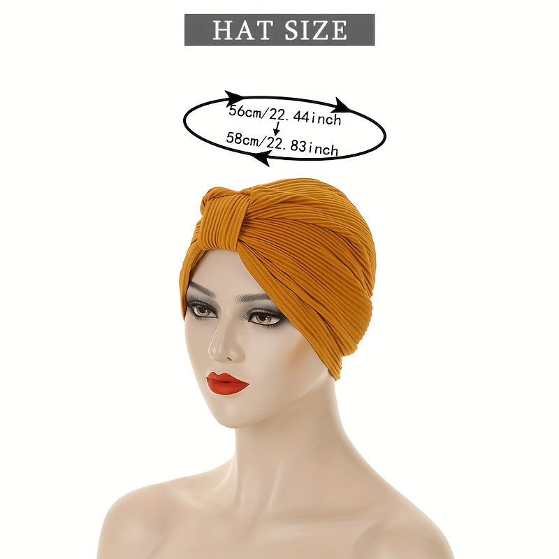 Pleated BowKnot Turban Cap Head Wrap Turmeric Headscarf Chemo Cap