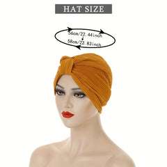 Pleated BowKnot Turban Cap Head Wrap Turmeric Headscarf Chemo Cap