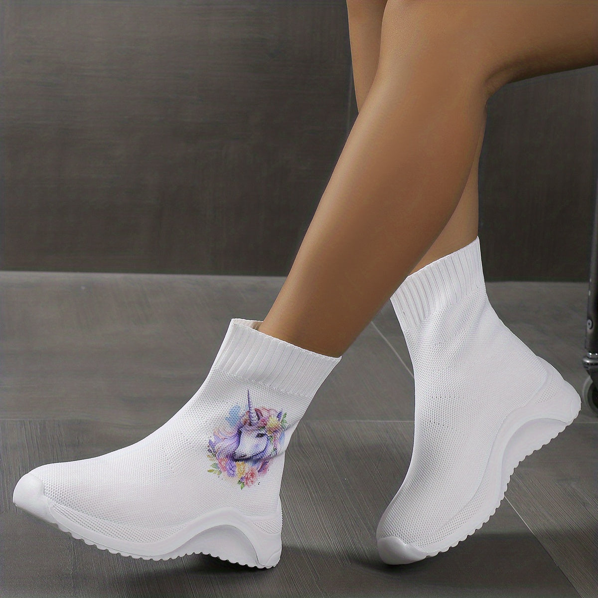 Women's Flatform Slip-On High Top Soft Sole Knit Non-Slip Shoes