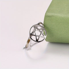 Stainless Steel Pentagram Symbol Ring for Men
