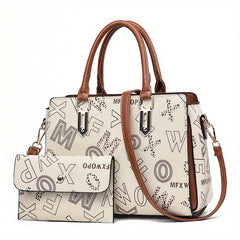 2pc Tote Bag Clutch Purse Set Textured Shoulder Bag Versatile Commuter Bag