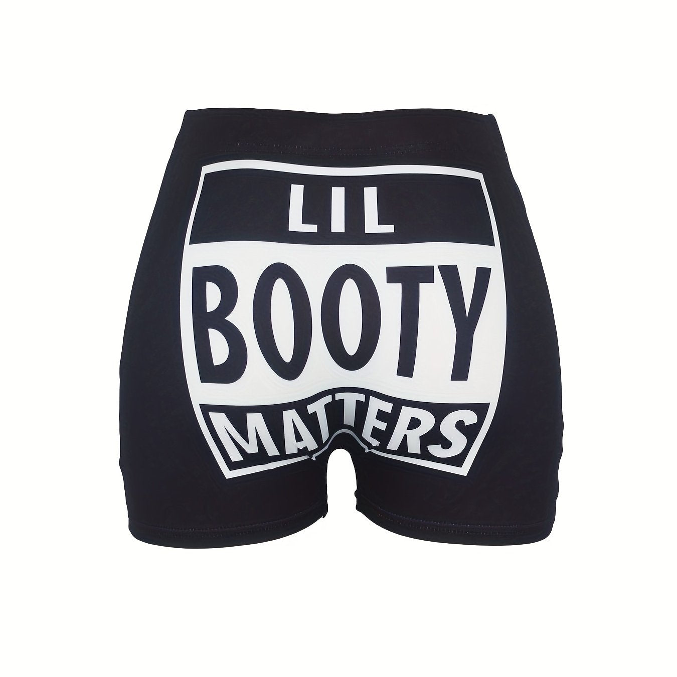 Colorblock Letter Print Skinny Yoga Shorts for Women