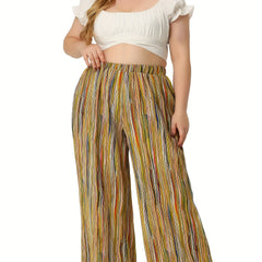 Women's Plus Print High Rise Wide Leg Trousers