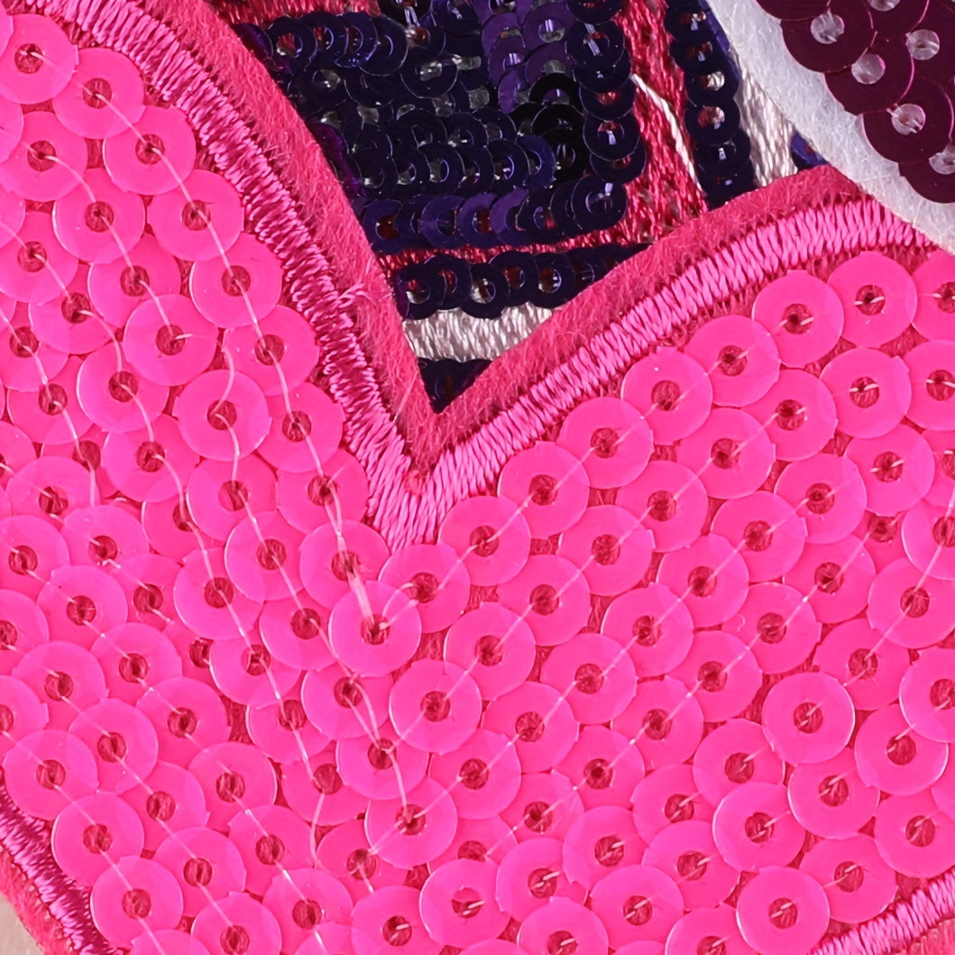5pcs Love Mixed Sequins Patches For Girls Clothing DIY Iron on Style Stickers