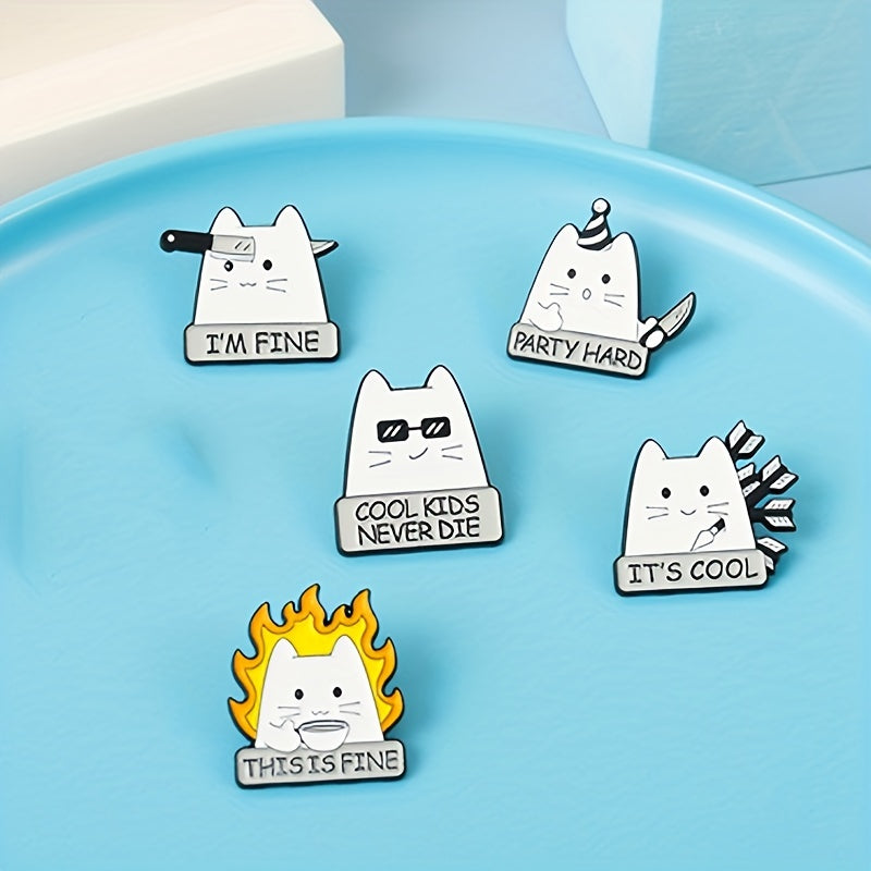 Funny Cat Enamel Lapel Pin Brooch for Men