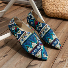 Women's Geometric Pattern Flat Canvas Slip On Walking Shoes