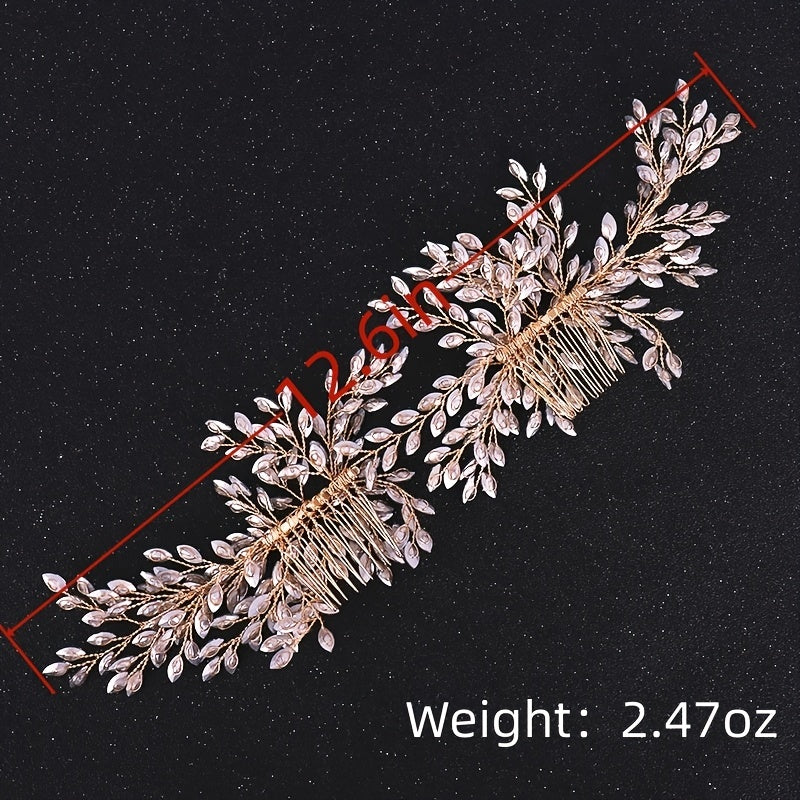 Bridal Hair Comb Silver & Golden Rhinestone Crystal Wedding