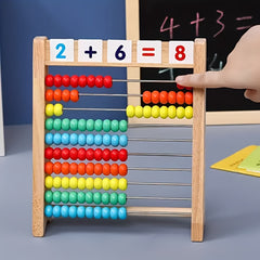Wooden Abacus with Colorful Beads and Number Cards