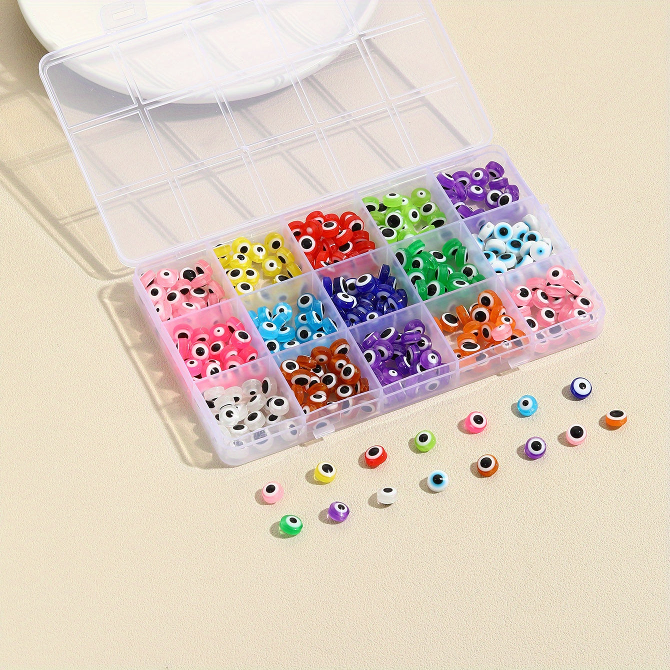 300pcs Devil's Eye Flat Resin Beads DIY Making Accessories