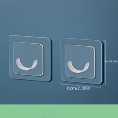 2pcs Clear Adhesive Curtain Rod Brackets Adjustable Wall Mount Holders