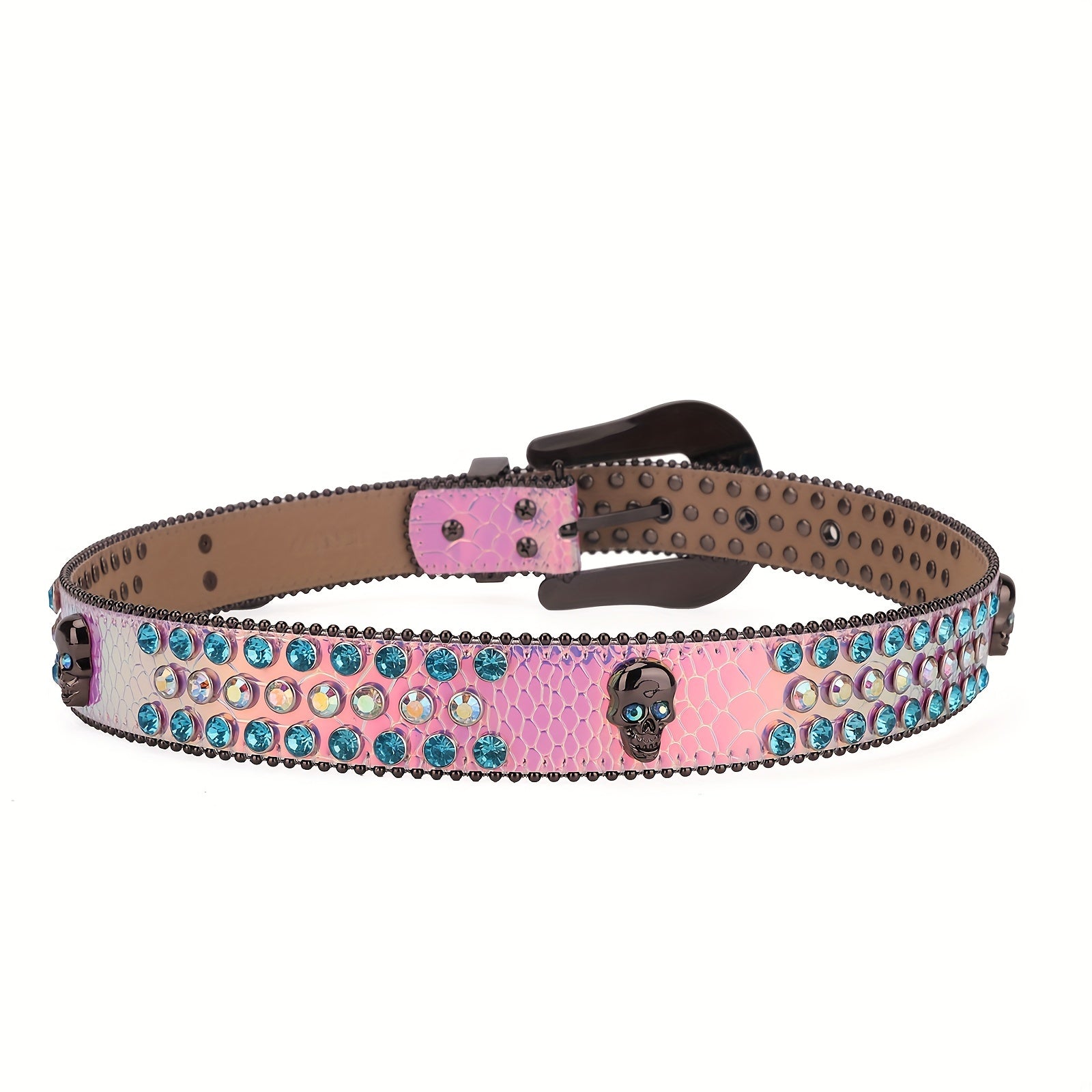 Rhinestone Leather Cowboy Belt Sparkle Studded Strap