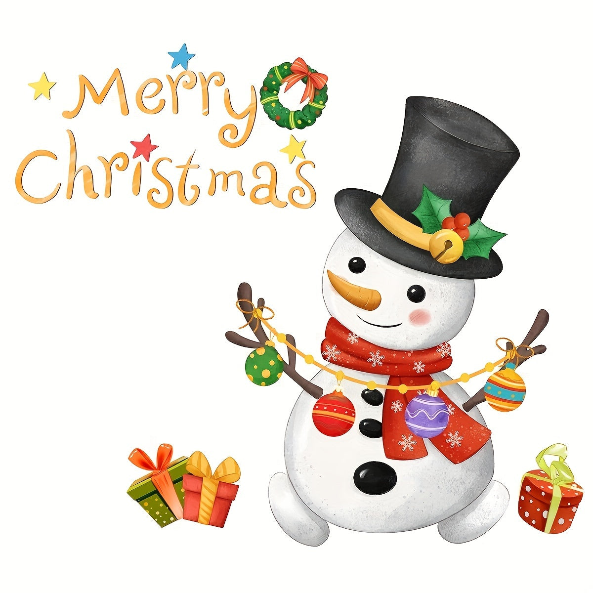 Christmas Tree Snowman Toilet Lid Sticker Self-adhesive Wall Decor