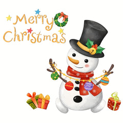 Christmas Tree Snowman Toilet Lid Sticker Self-adhesive Wall Decor