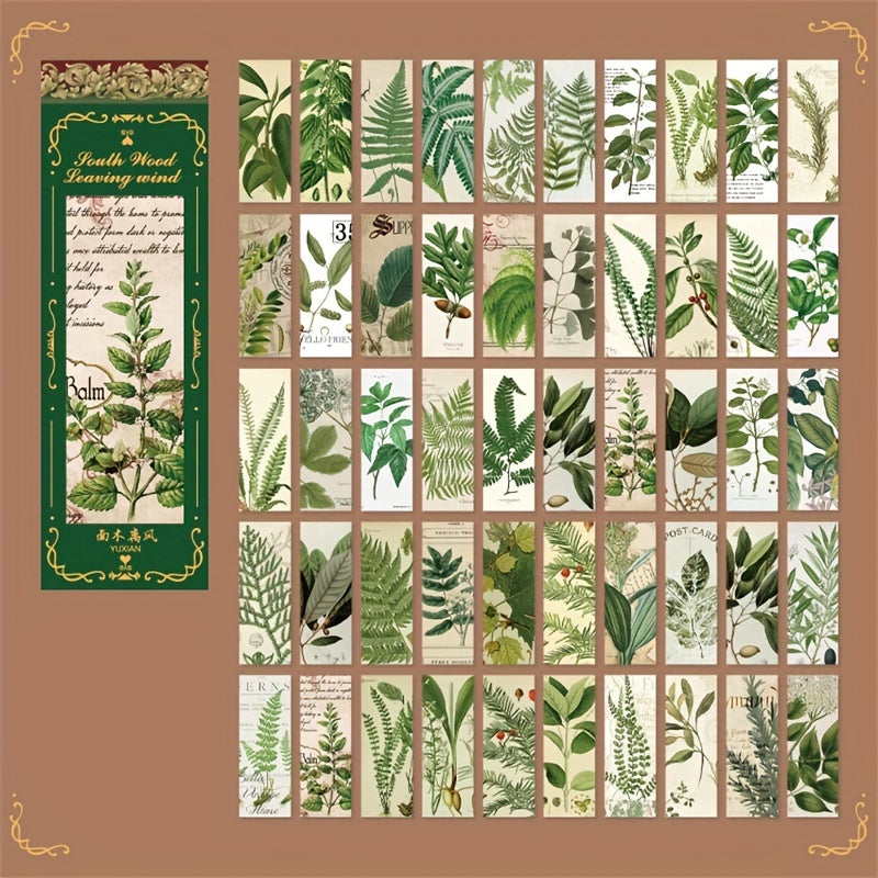 50pcs Retro Plant Flower Butterfly Sticker Book DIY Photo Album Decor