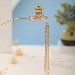 Hanfu Dress Hairpins Clips Faux Pearl Tassel Hair Pin Headpieces