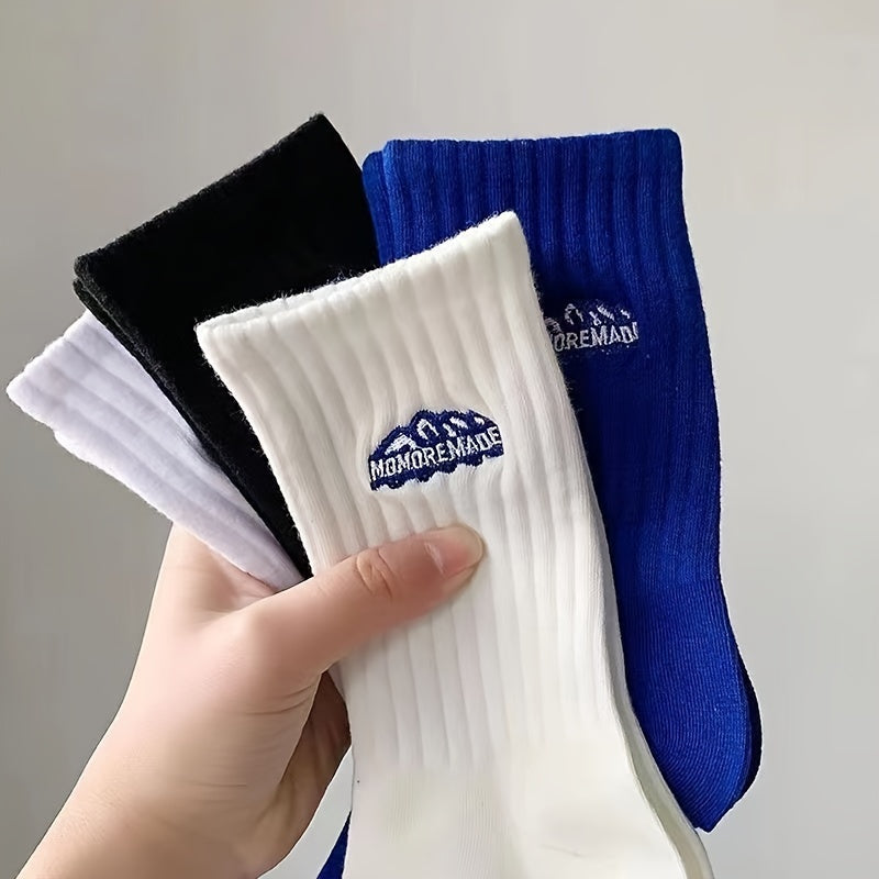 4 Pairs Letter Print Socks Women's Mid Tube Stockings & Hosiery