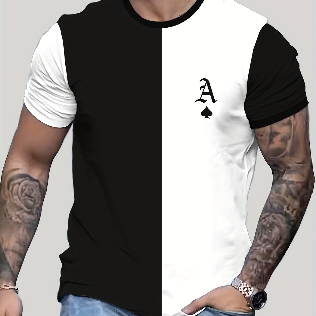 Spade A Pattern Men's Block T shirt For Summer