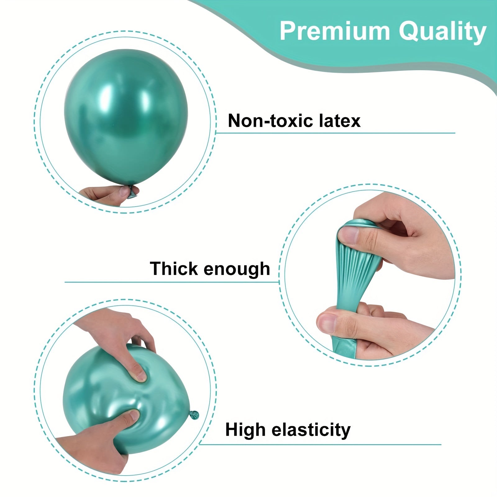 30pcs Metallic Green Balloons 10 Inch Teal Dark Green Latex Balloons