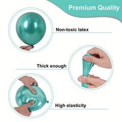 30pcs Metallic Green Balloons 10 Inch Teal Dark Green Latex Balloons