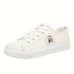Women's Flat Canvas Shoes Low Top Lace Up Skate Shoes Casual Sneakers