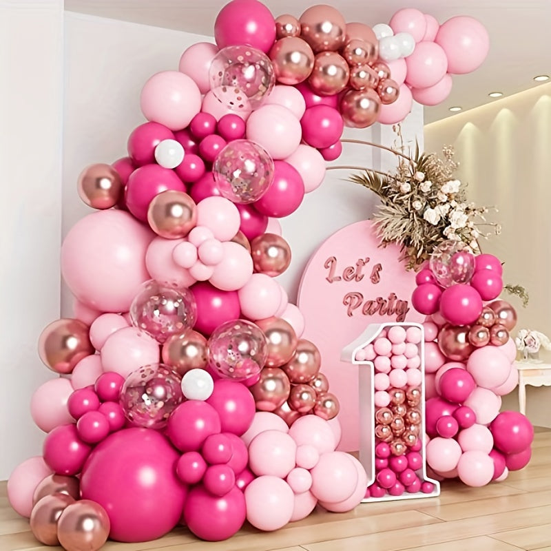 Pink Rose Balloon Wreath Set for Girls' Princess Birthdays