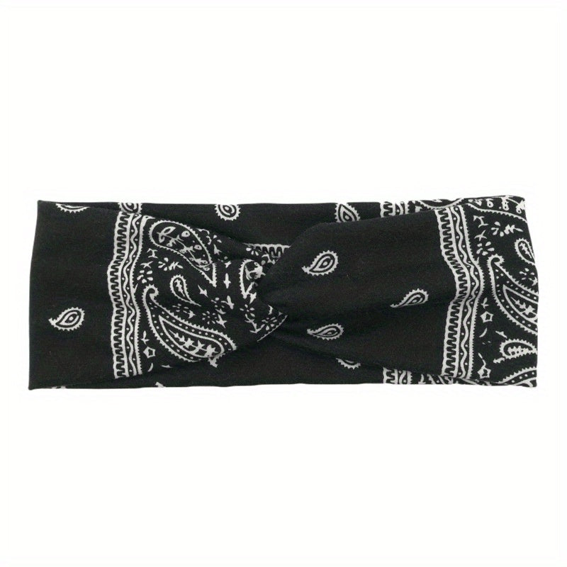 Boho Style Print Headband Yoga Sports Sweatband Turban