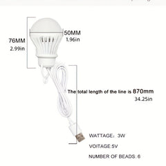 USB Lamp Bulb 5V Lantern LED USB Power Reading Book Light