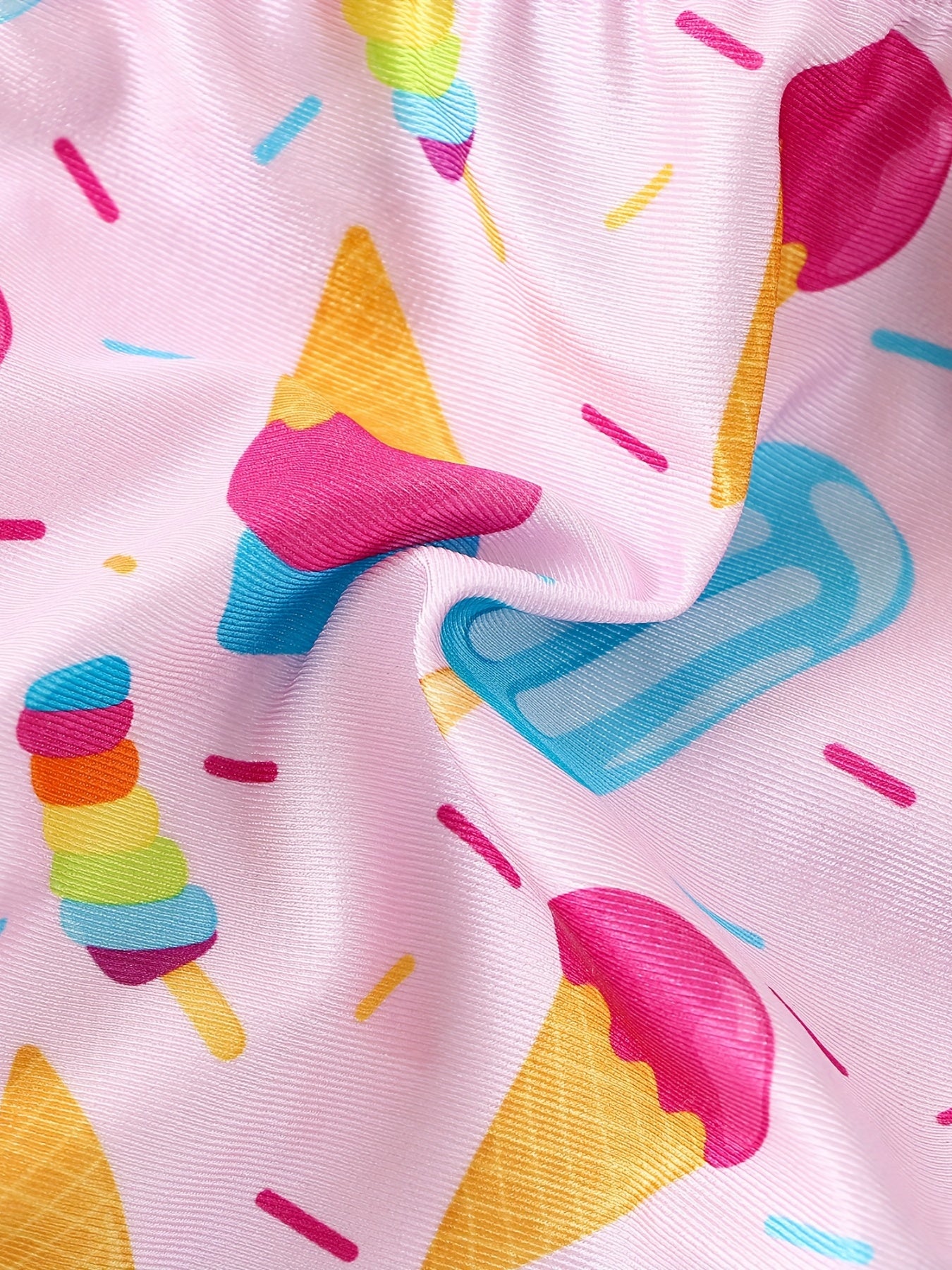 Ice Cream Cartoon Print Camisole Swimsuit Girls Tankinis