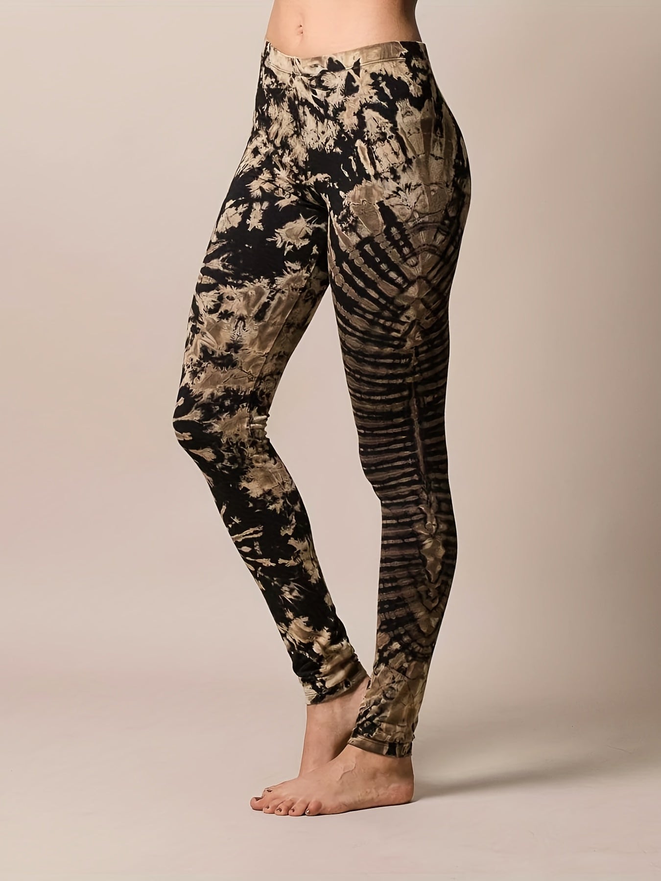  Retro Leggings Women's Plus Tie Dye Elastic High Rise Leggings