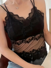 Lace Stitching Cami Top Sleeveless Criss Cross Back Women's Lingerie