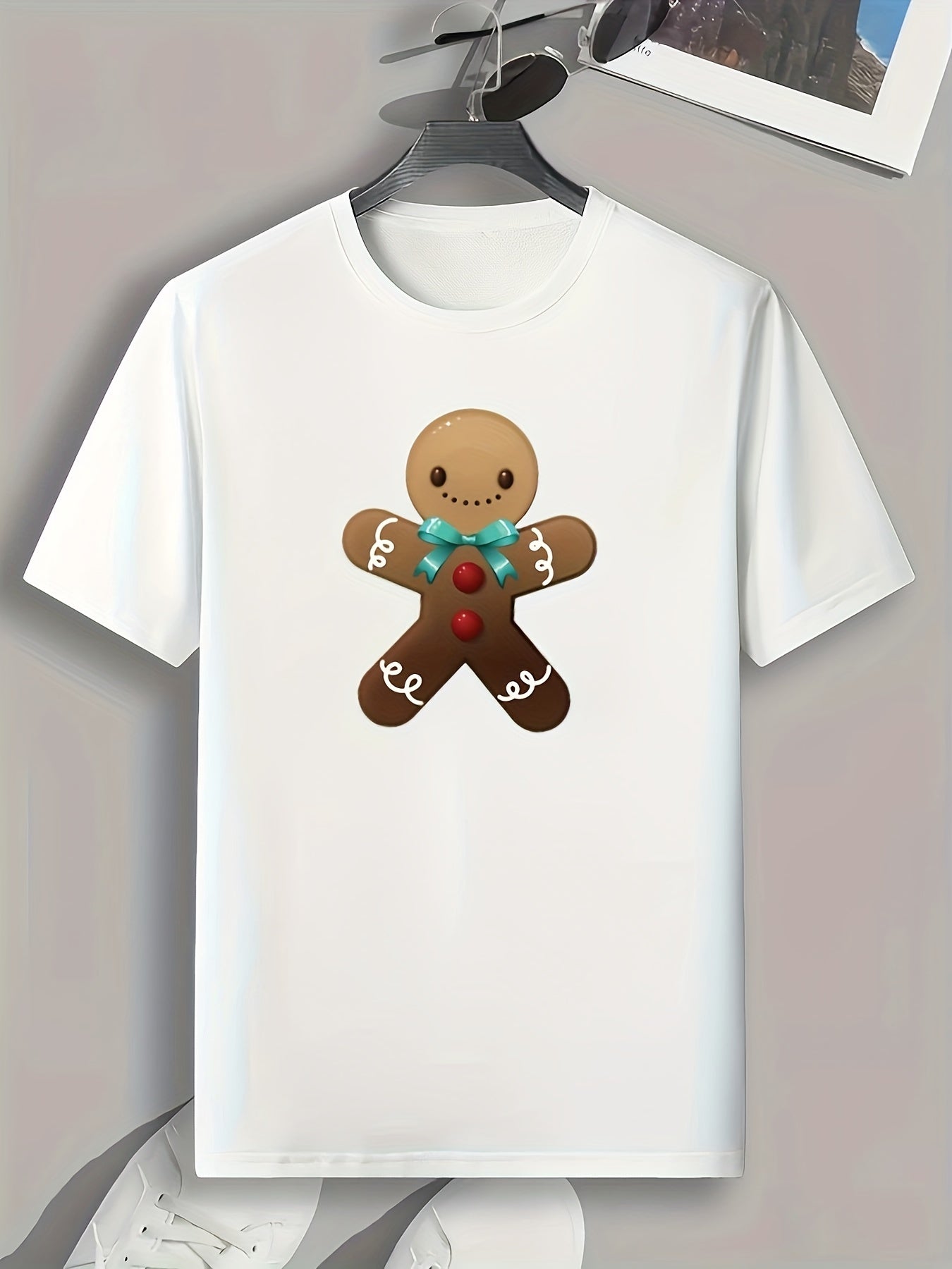 Gingerbread Man Print Men's Graphic T shirt Casual Tees For Summer
