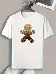 Gingerbread Man Print Men's Graphic T shirt Casual Tees For Summer