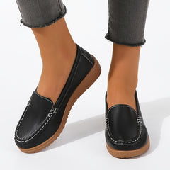 Women's Comfy Solid Flat Loafers Casual Slip On Walking Shoes