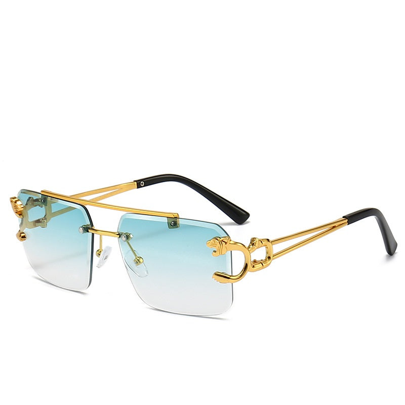 Square Rimless Sunglasses Metal Frameless Y2K Glasses