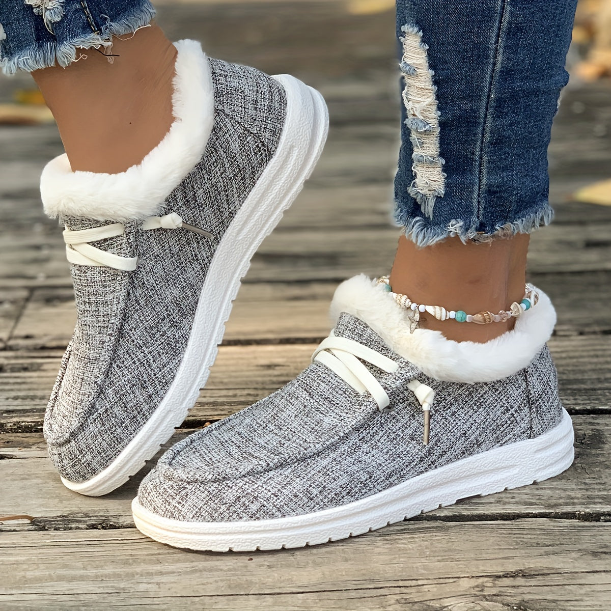 Faux Fur Lined Lightweight Skate Shoes