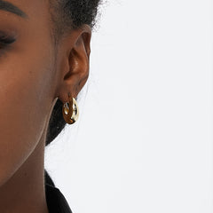 Chunky 18K Plated Huggie Hoop Earrings For Women Girls