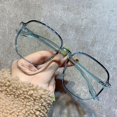 Clear Lens Glasses Geometric Frame Eyeglasses Anti Light Eyewear