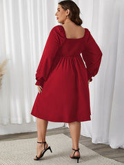  Solid Cut Out Bow Knot Front Dress