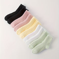 10 Pairs Warm Fuzzy Socks Solid Comfy Women's Stockings & Hosiery