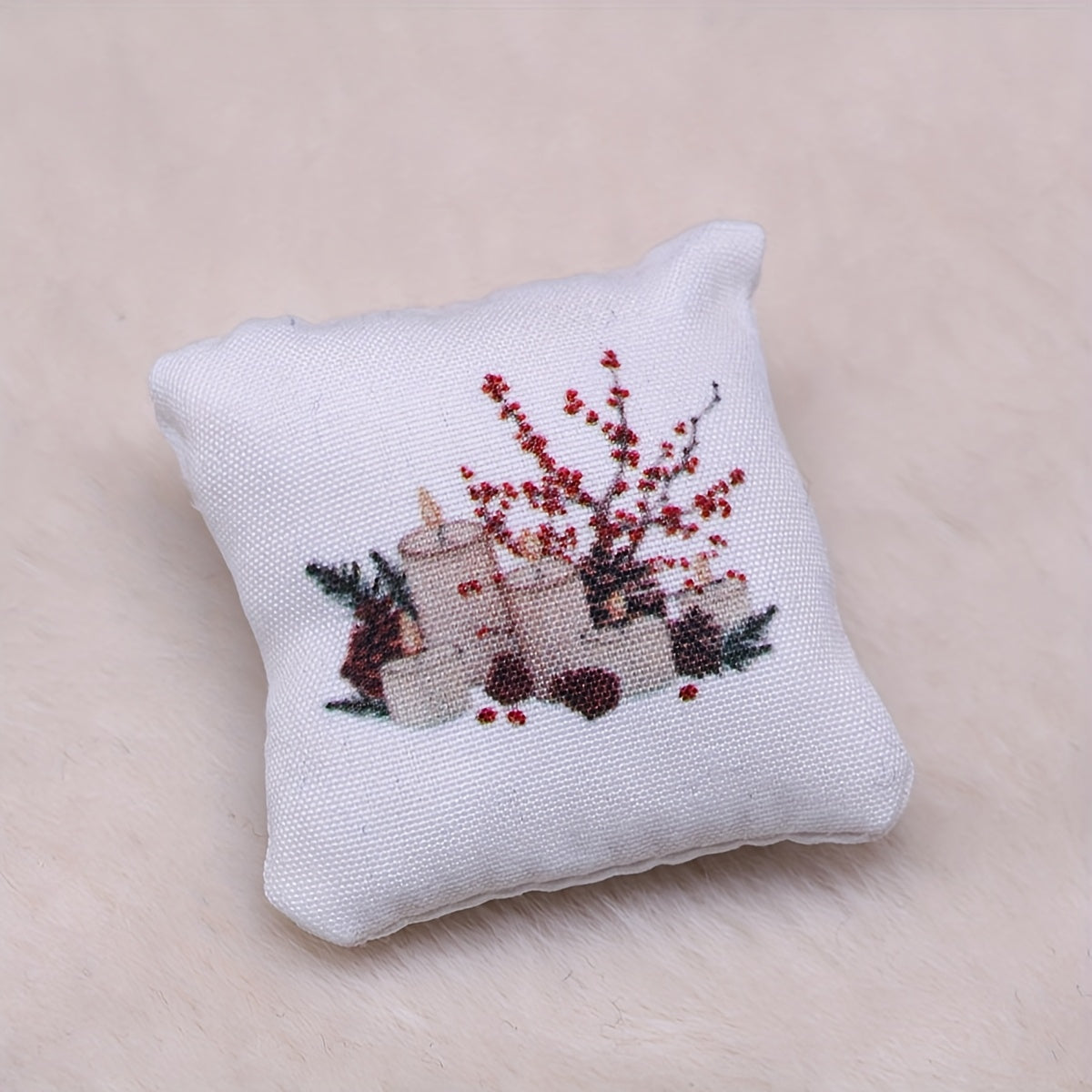 Christmas Dollhouse Pillow Cushion DIY Accessory Toy House Scene Decoration