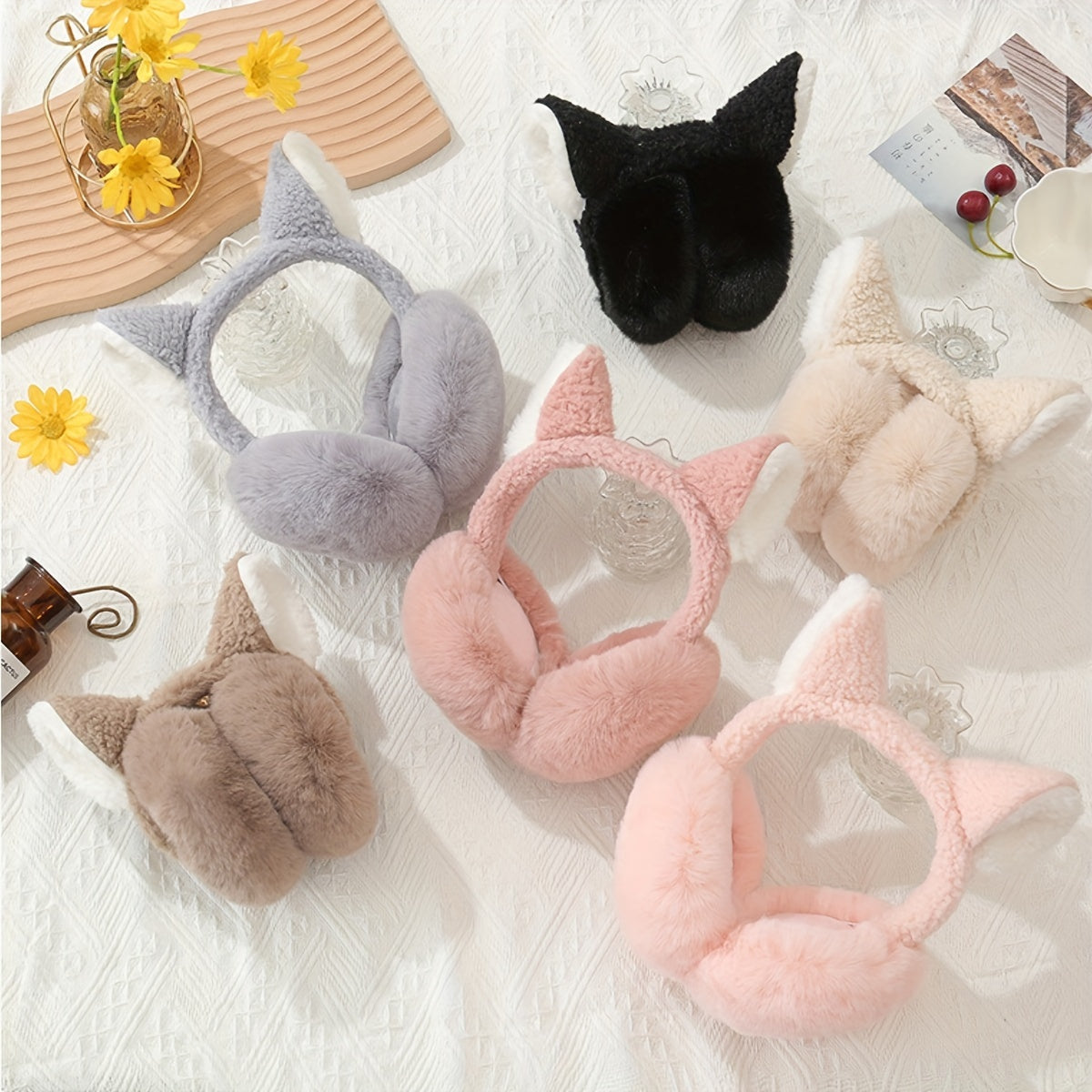 Cat Ear Plush Earmuffs Women's Winter Foldable