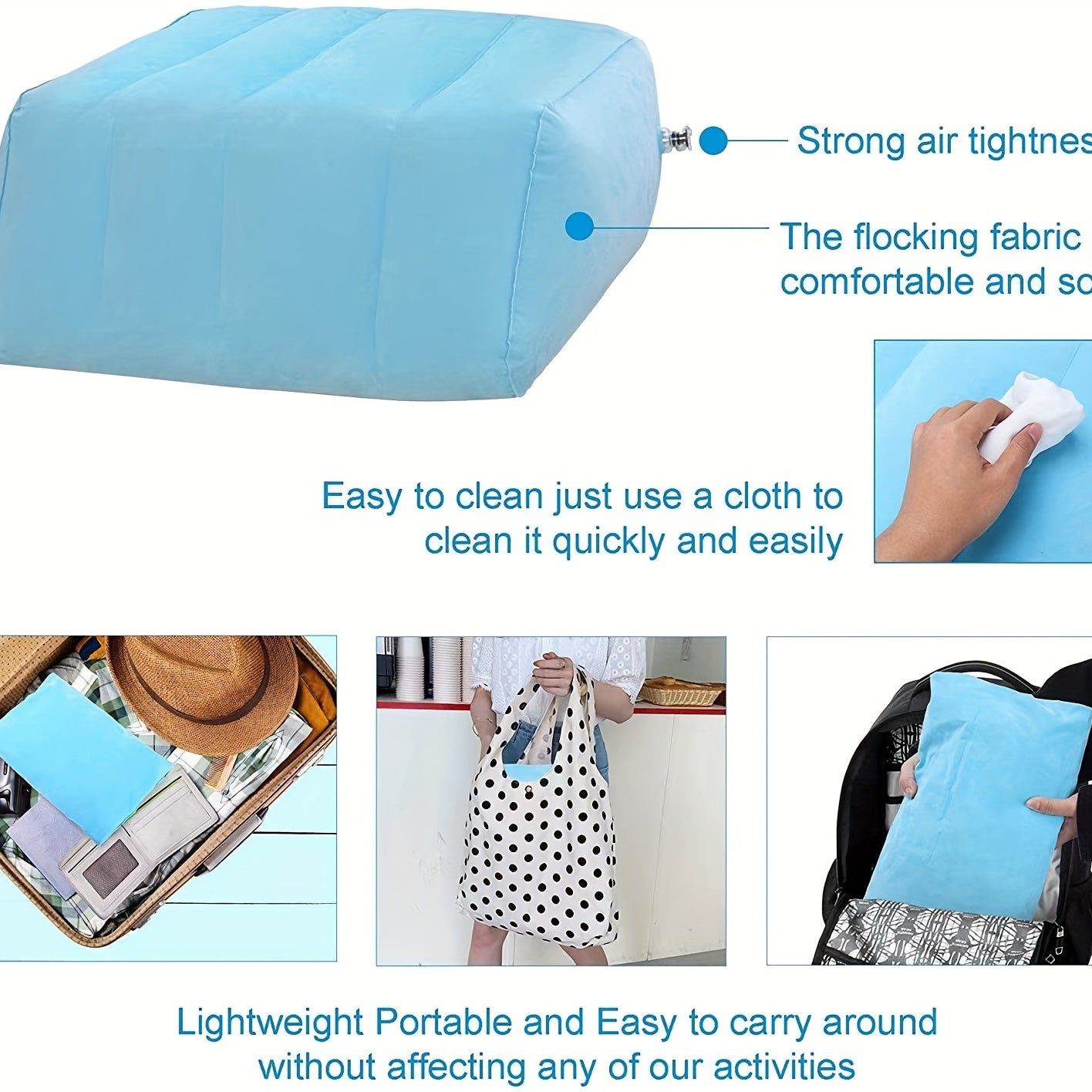 Inflatable Clip Leg Pillow for Home Decor