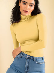 Women's Turtleneck Thermal Underwear Soft Long Sleeve Top