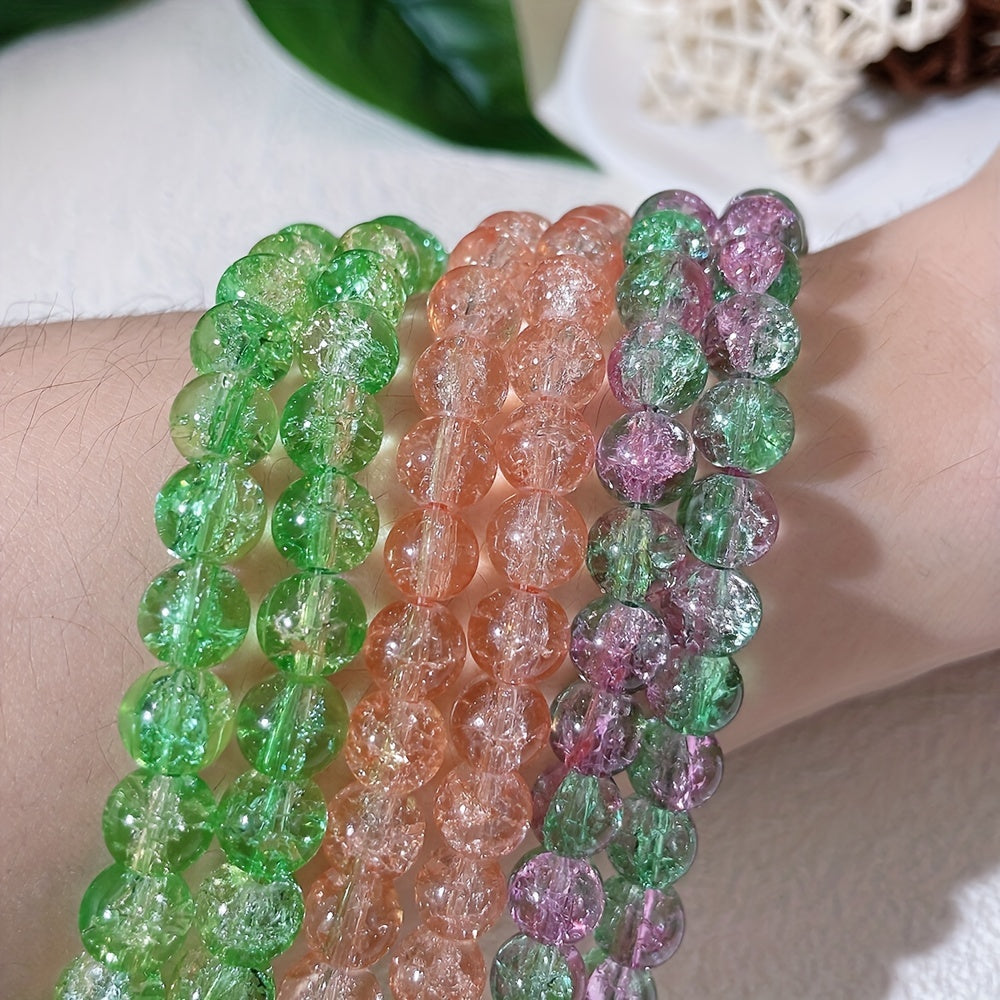105pcs Pink Crackle Glass Beads for Jewelry Making